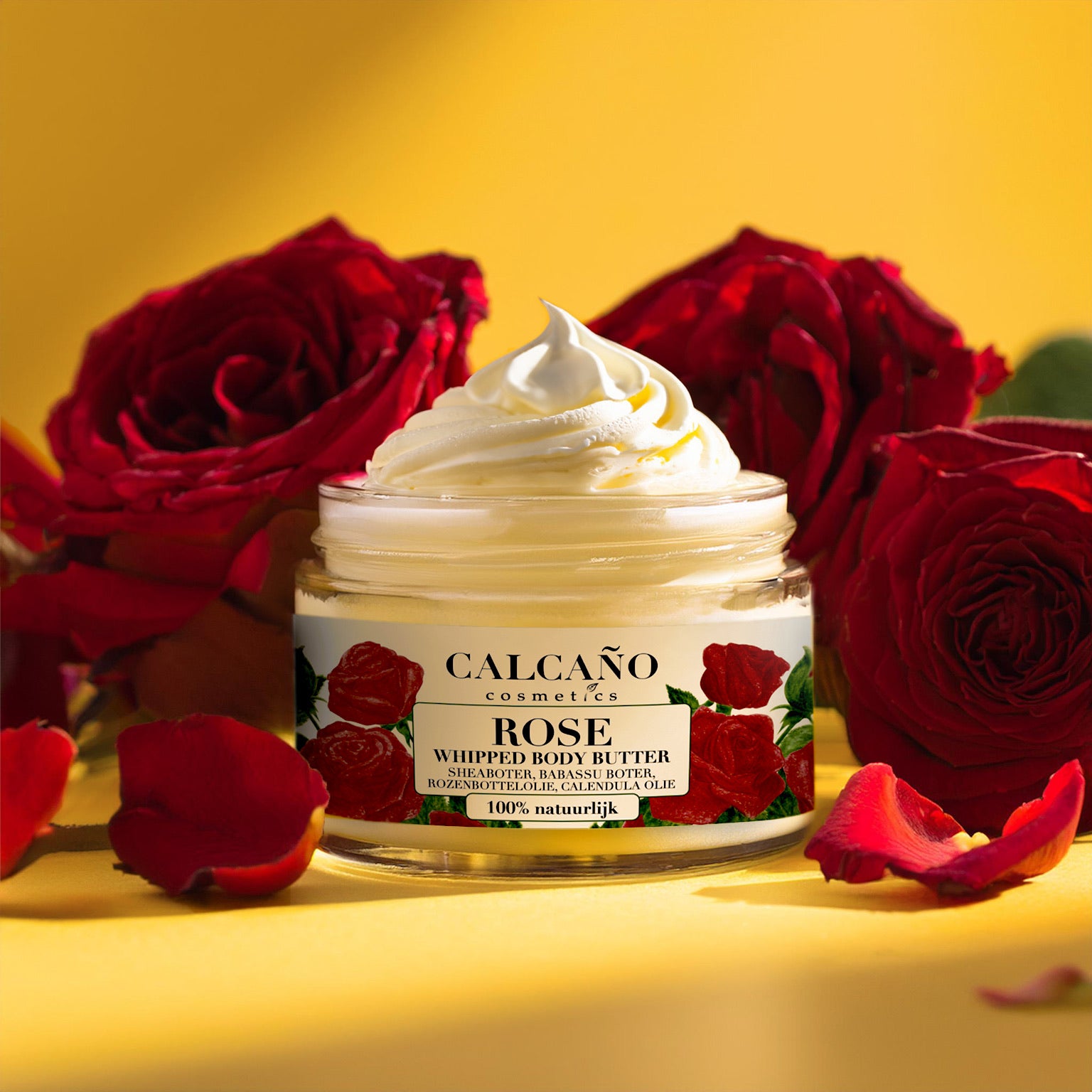 Whipped Body Butter Rose 100% Natural/ Lichaamsboter Rozen 100% Natuurlijk- Calcaño Cosmetics